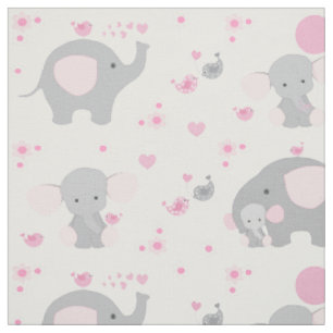 Roze olifant Baby Girl Stof