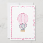 Roze Olifant Baby Meisje Douche Uitnodiging (Achterkant)