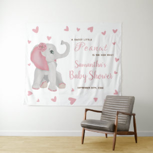 Roze Olifant Baby Shower Achtergrondbord Wandkleed