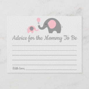 Roze Olifant Baby shower Advies voor Moeder Kaarte Briefkaart