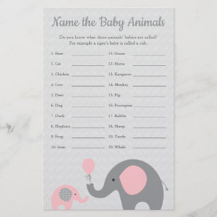 Roze olifant Baby shower Baby naam Flyer