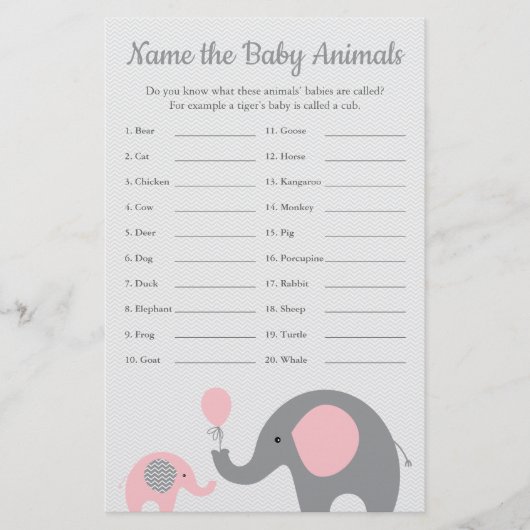 Roze olifant Baby shower Baby naam Flyer (Voorkant)