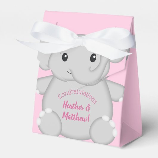 Roze olifant Baby shower Bedankdoosjes (Voorkant Zijde)