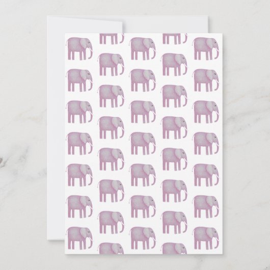Roze Olifant Baby shower Dank u kaart (Achterkant)