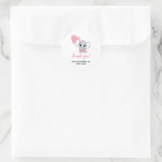 Roze Olifant Baby shower Dank u Sticker (Tas)