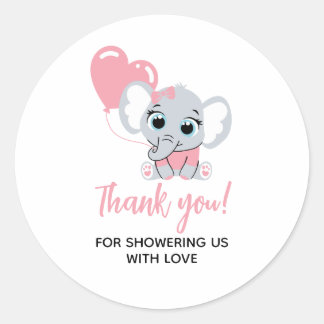 Roze Olifant Baby shower Dank u Sticker