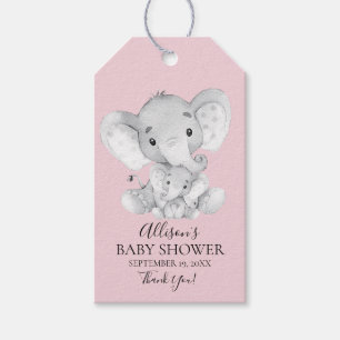 Roze Olifant Baby shower Favor Gift Label Cadeaulabel