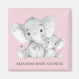 Roze Olifant Baby shower Favor Magnet Magneet