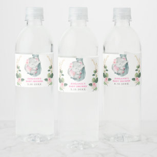 roze olifant Baby shower Favor Waterfles Etiket
