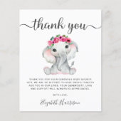 Roze olifant Baby shower Hartelijk dank (Voorkant)