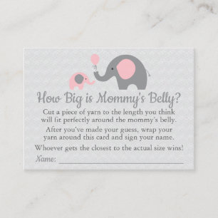 Roze olifant Baby shower Hoe groot is de buik van Contactkaartje