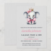 Roze Olifant Baby Shower Kaart (Voorkant / Achterkant)