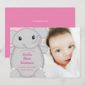 Roze olifant Baby shower Kaart (Voorkant / Achterkant)