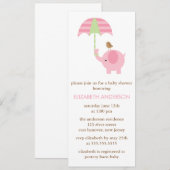 Roze olifant Baby shower Kaart (Voorkant / Achterkant)