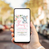 Roze olifant Baby shower Kaart