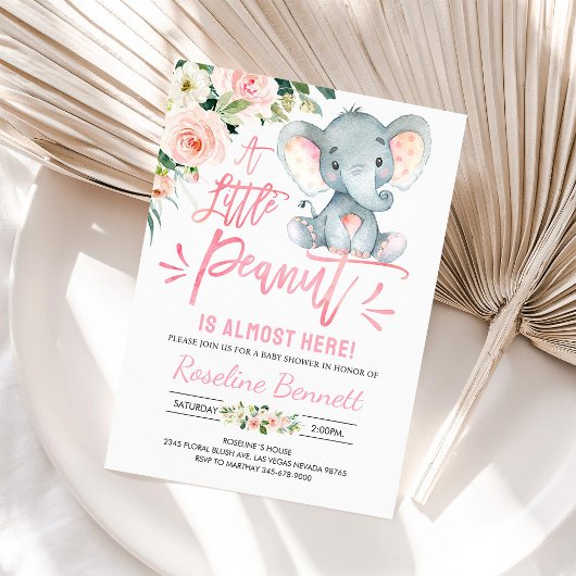 Roze olifant Baby shower Kaart