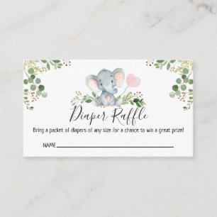 Roze olifant Baby shower Luierspoeling  Informatiekaartje