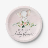 Roze Olifant Baby shower Papier Bord (Voorkant)