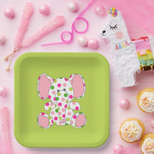 Roze olifant Baby shower Papieren Bordje