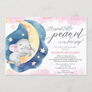 Roze olifant baby shower per post baby shower kaart