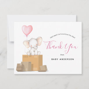 Roze Olifant Baby Shower per Post Bedankt Kaart