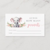 Roze olifant Baby shower raad eens hoeveel pinda's Informatiekaartje (Voorkant)