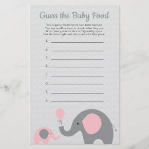 Roze olifant Baby shower raad het Baby-voedselspel Flyer