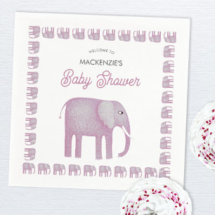 Roze olifant Baby shower Servet