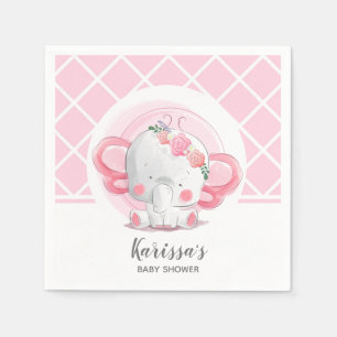 Roze olifant Baby shower Servet