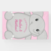 Roze olifant Baby shower Spandoek (Horizontaal)