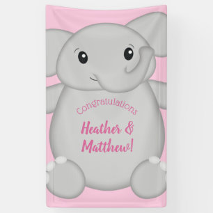 Roze olifant Baby shower Spandoek