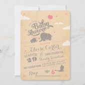 Roze Olifant Baby Shower Uitnodigingen (Voorkant)