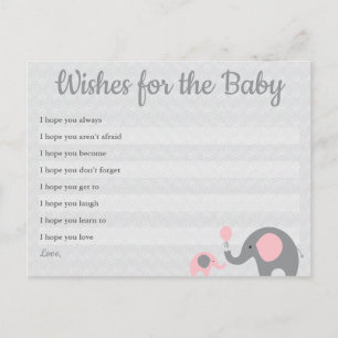 Roze Olifant Baby shower Wensen voor Baby Kaarten