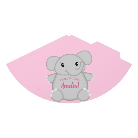 Roze olifant Birthday Party Feesthoedjes (Voorkant)
