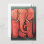 Roze olifant briefkaart (Voorkant / Achterkant)