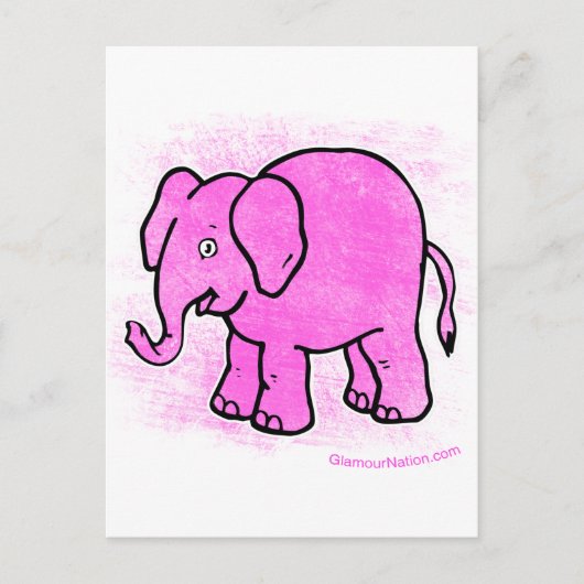 roze olifant briefkaart (Voorkant)