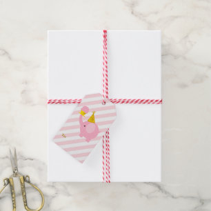 Roze olifant cadeaulabel