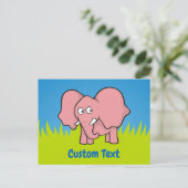 Roze olifant cartoon briefkaart (Staand voorkant)