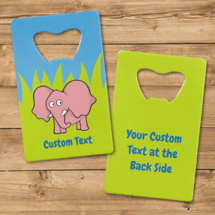 Roze olifant cartoon creditcard flesopener kredietkaart flessenopener