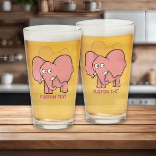 Roze Olifant Cartoon Glas