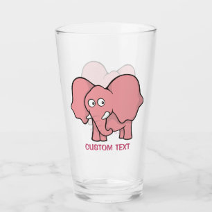 Roze olifant Cartoon Glas