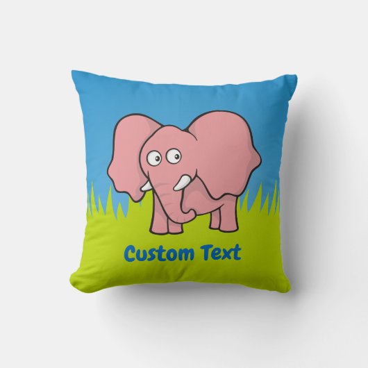 Roze olifant cartoon gooit pijp kussen (Voorkant)