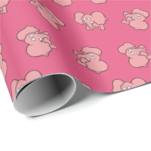 Roze olifant cartoon inpakpapier
