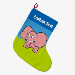 Roze olifant cartoon kerstmis grote kerstsok