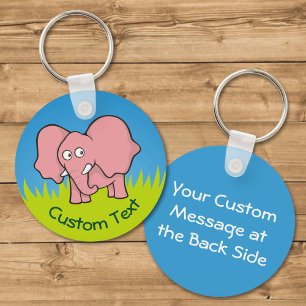 Roze Olifant Cartoon Sleutelhanger