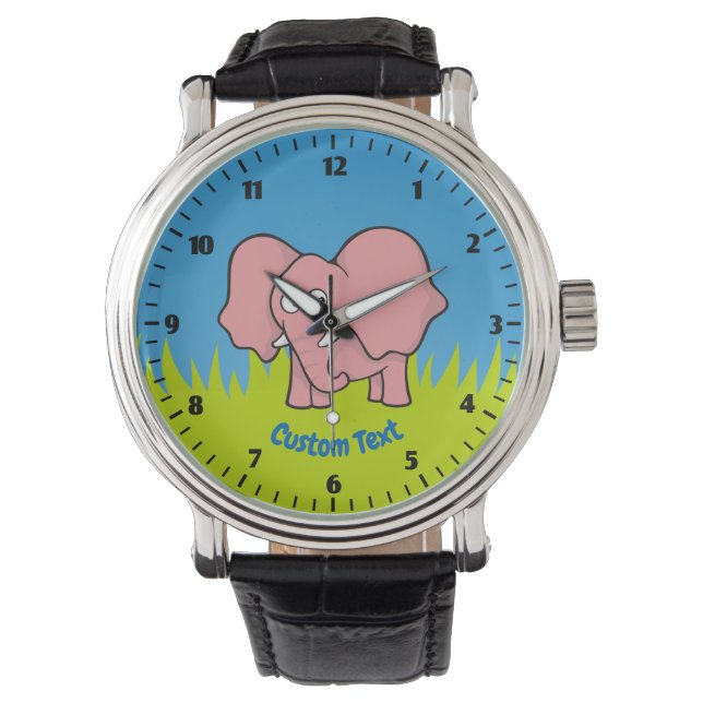 Roze olifant cartoon watch horloge (Voorkant)