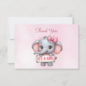 Roze Olifant Dank u kaart (Voorkant)