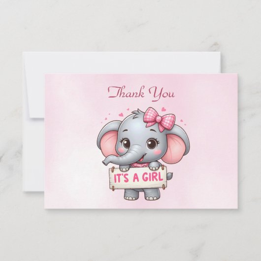 Roze Olifant Dank u kaart (Voorkant)