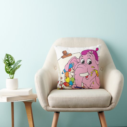 Roze olifant-decoratieve piloot kussen (Stoel)