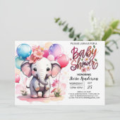 Roze Olifant Delight Baby shower Kaart (Staand voorkant)